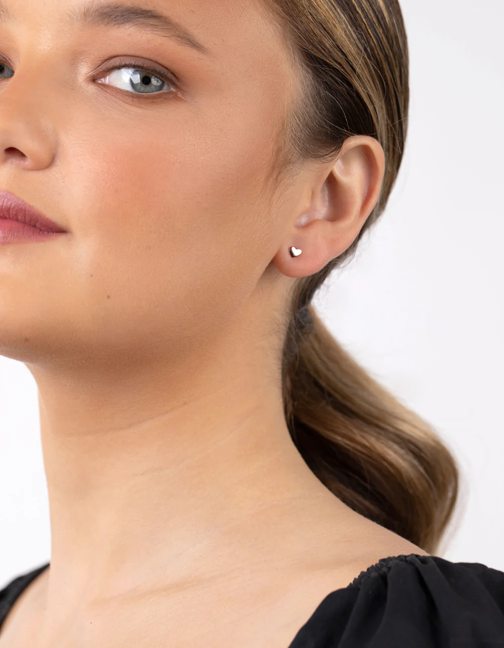 Rose Gold Plated Sterling Silver Cubic Zirconia Heart Stud Earring Pack - Image 2