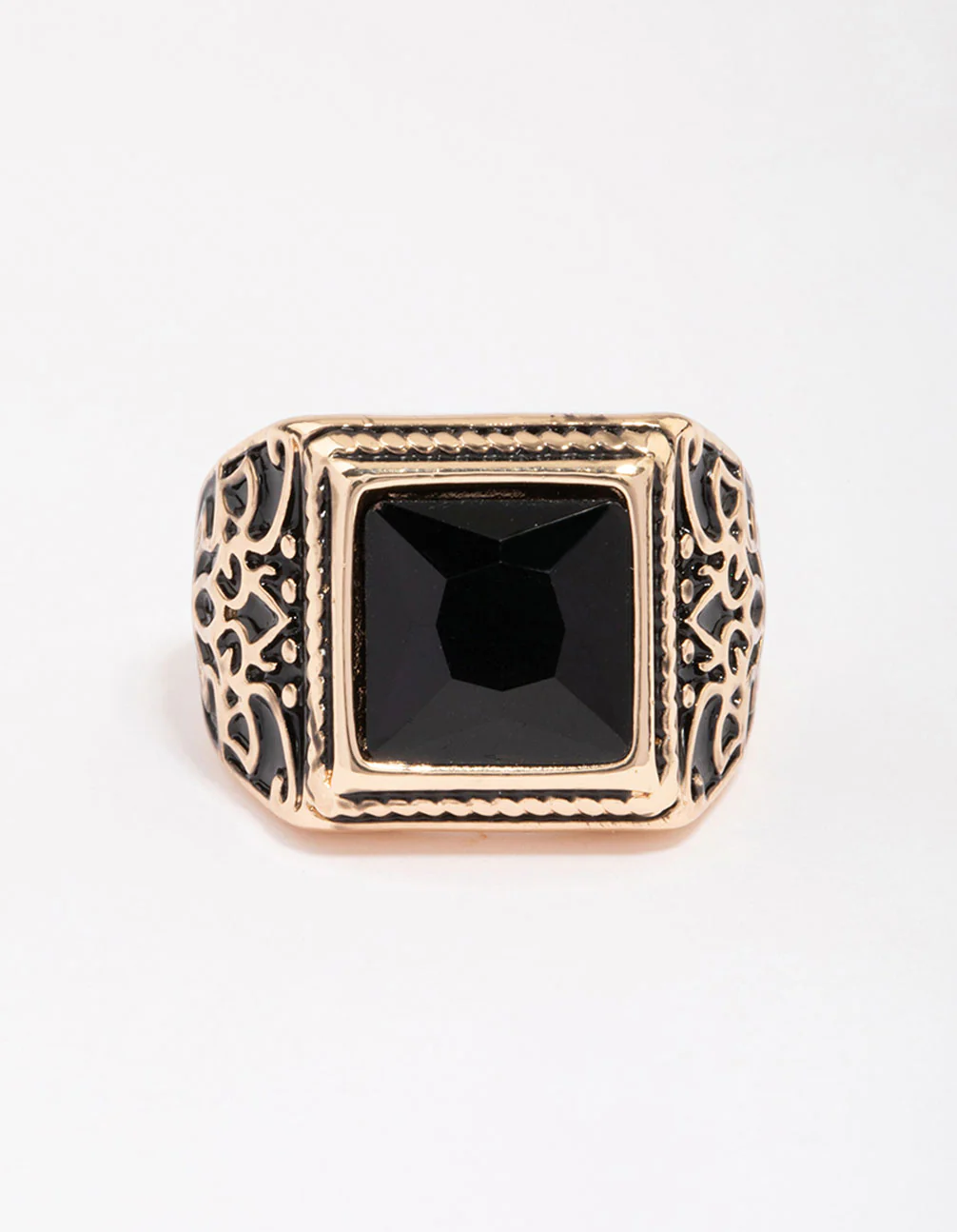 Antique Gold Square Black Antique Ring - Image 3