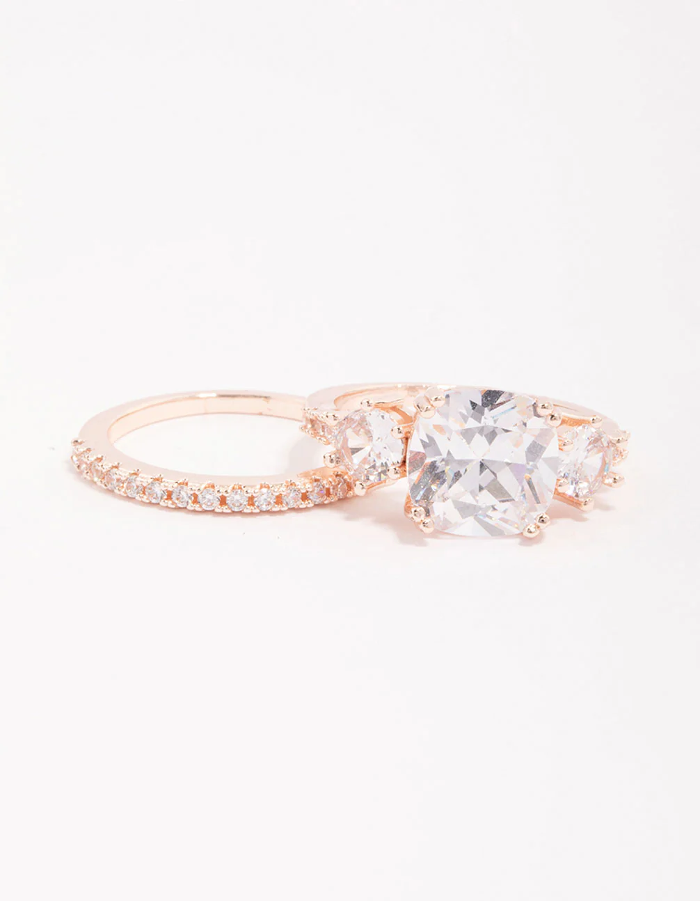 Rose Gold Triple Stone Ring Set - Image 2