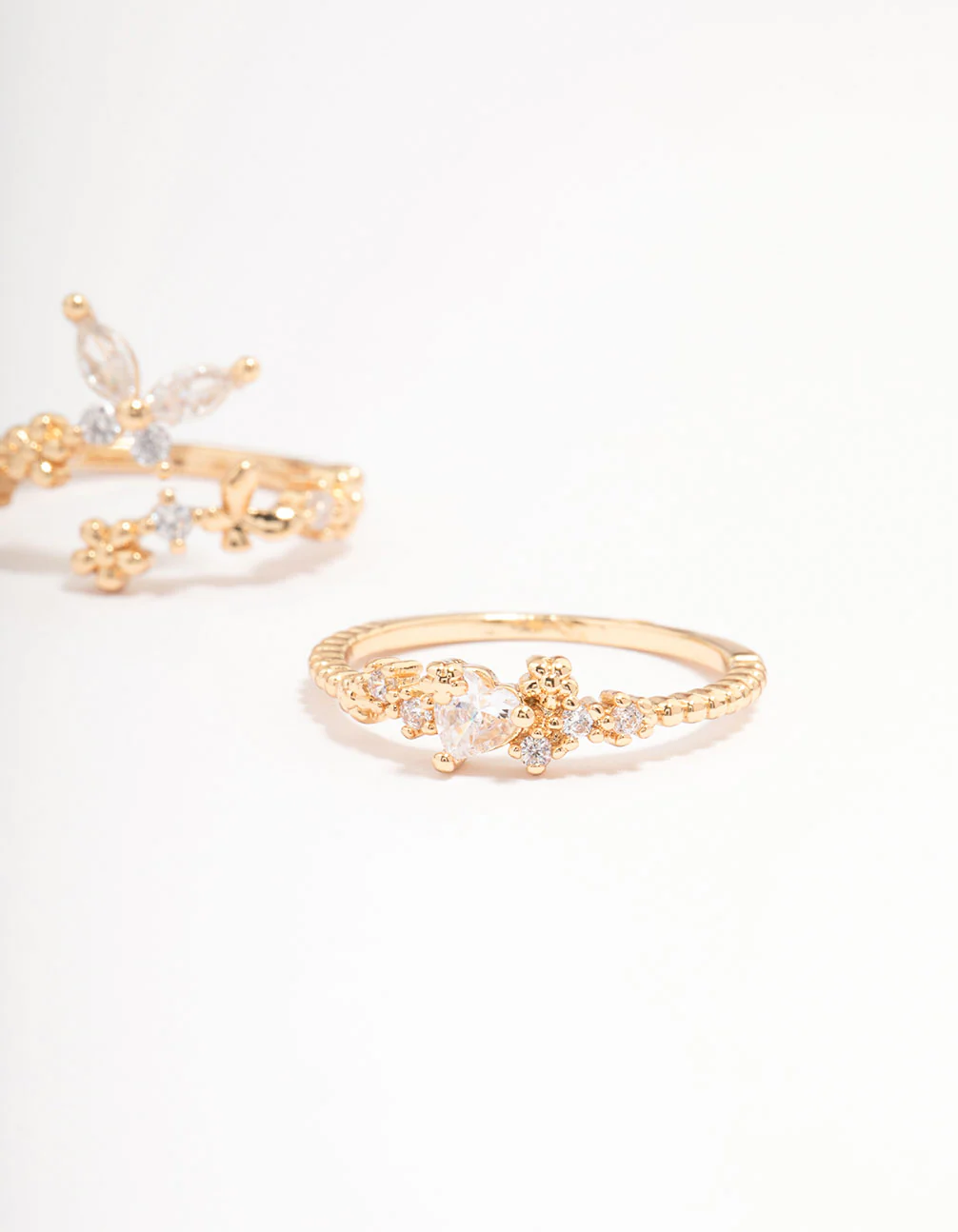 Gold Plated Floral Stone Ring Pack - Image 3