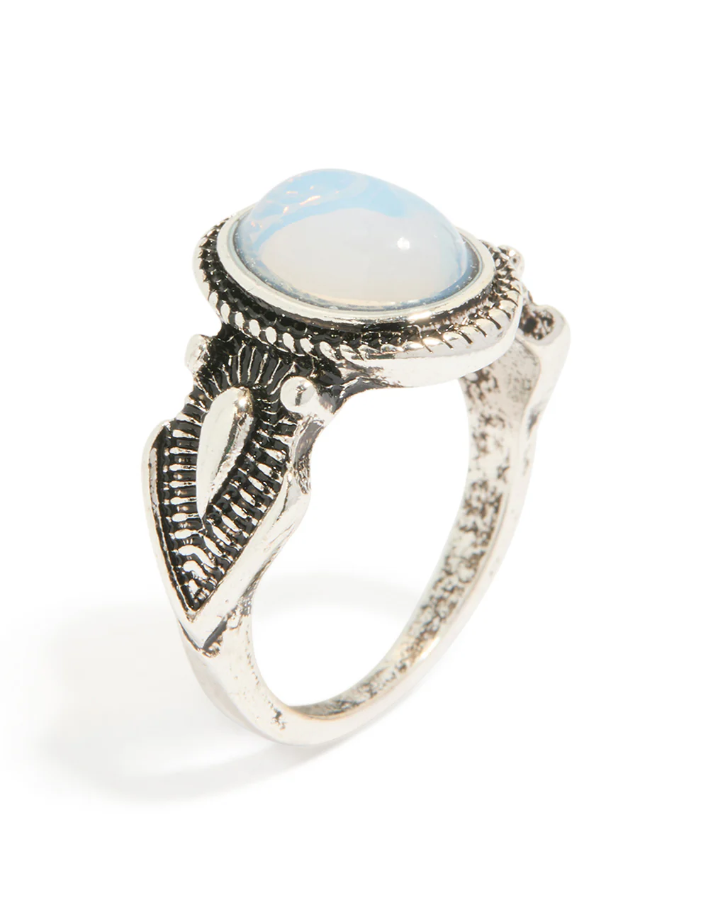 Antique Silver Oval Moonstone Ring - Image 4