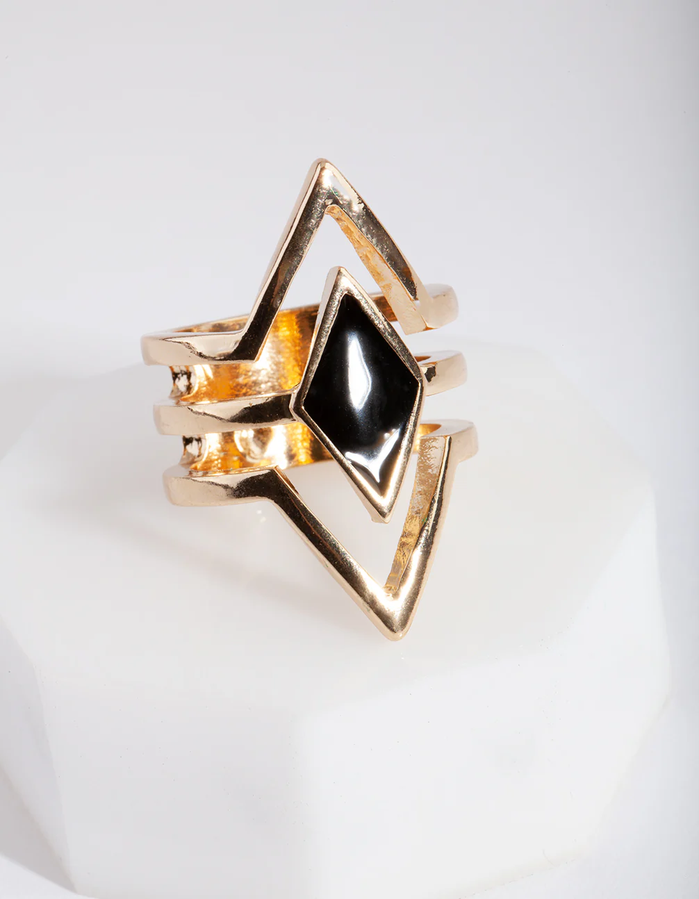 Gold Diamond Shape Ring - Image 3
