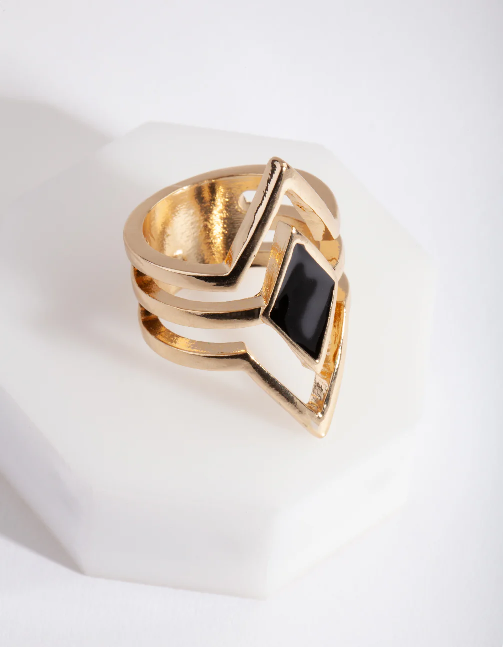 Gold Diamond Shape Ring - Image 4
