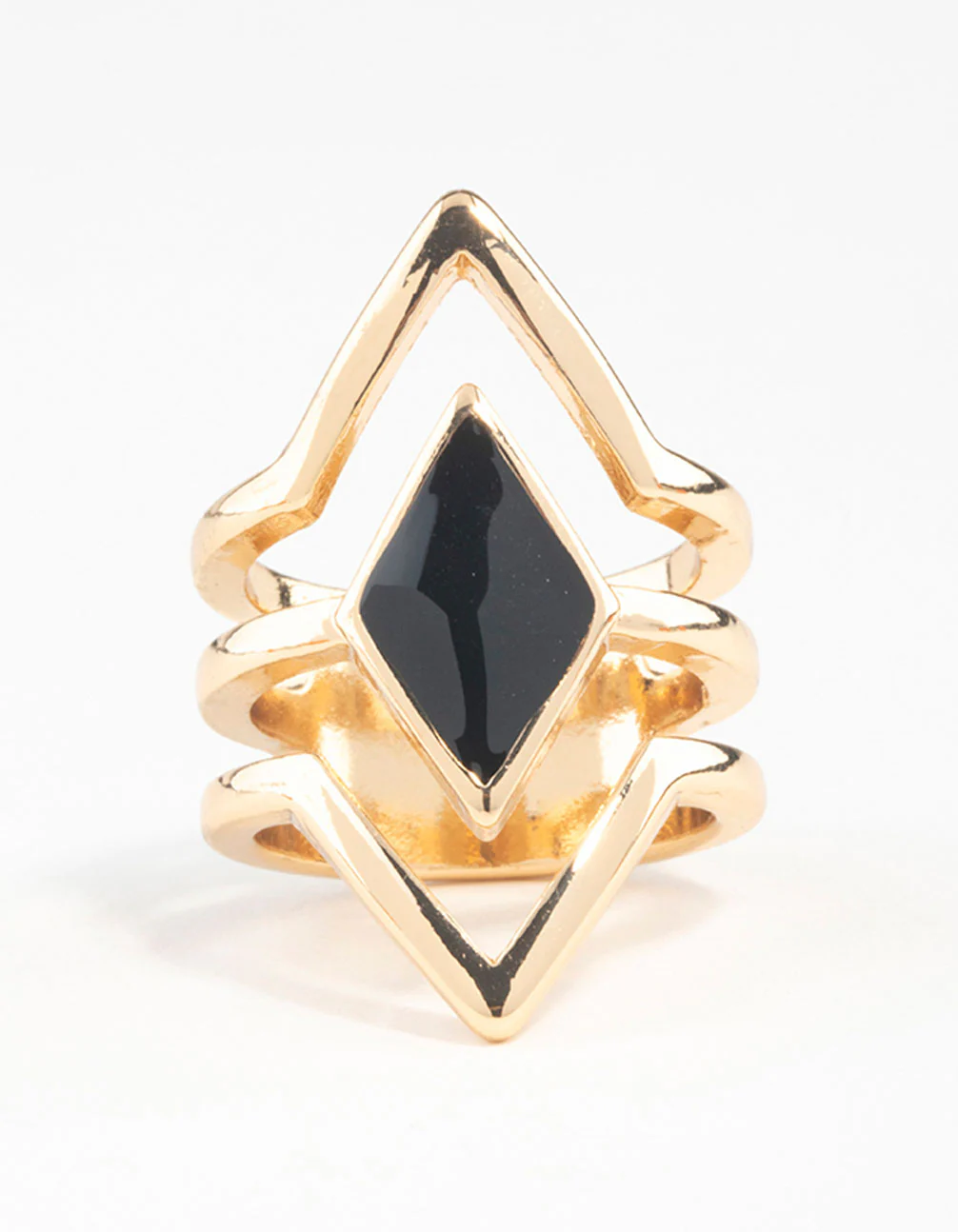 Gold Diamond Shape Ring - Image 5