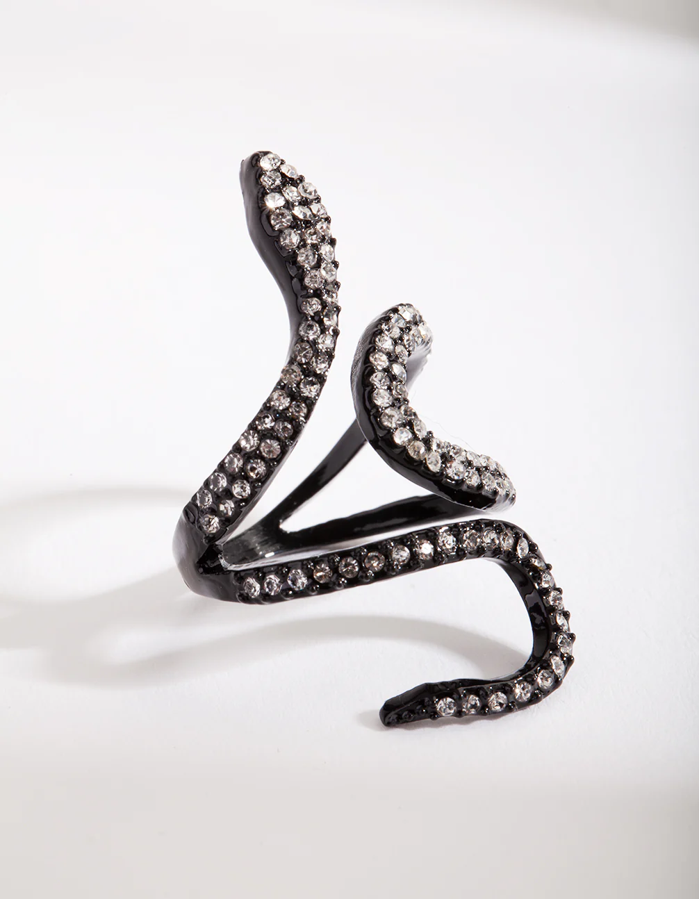 Black Diamante Swirl Snake Ring - Image 4