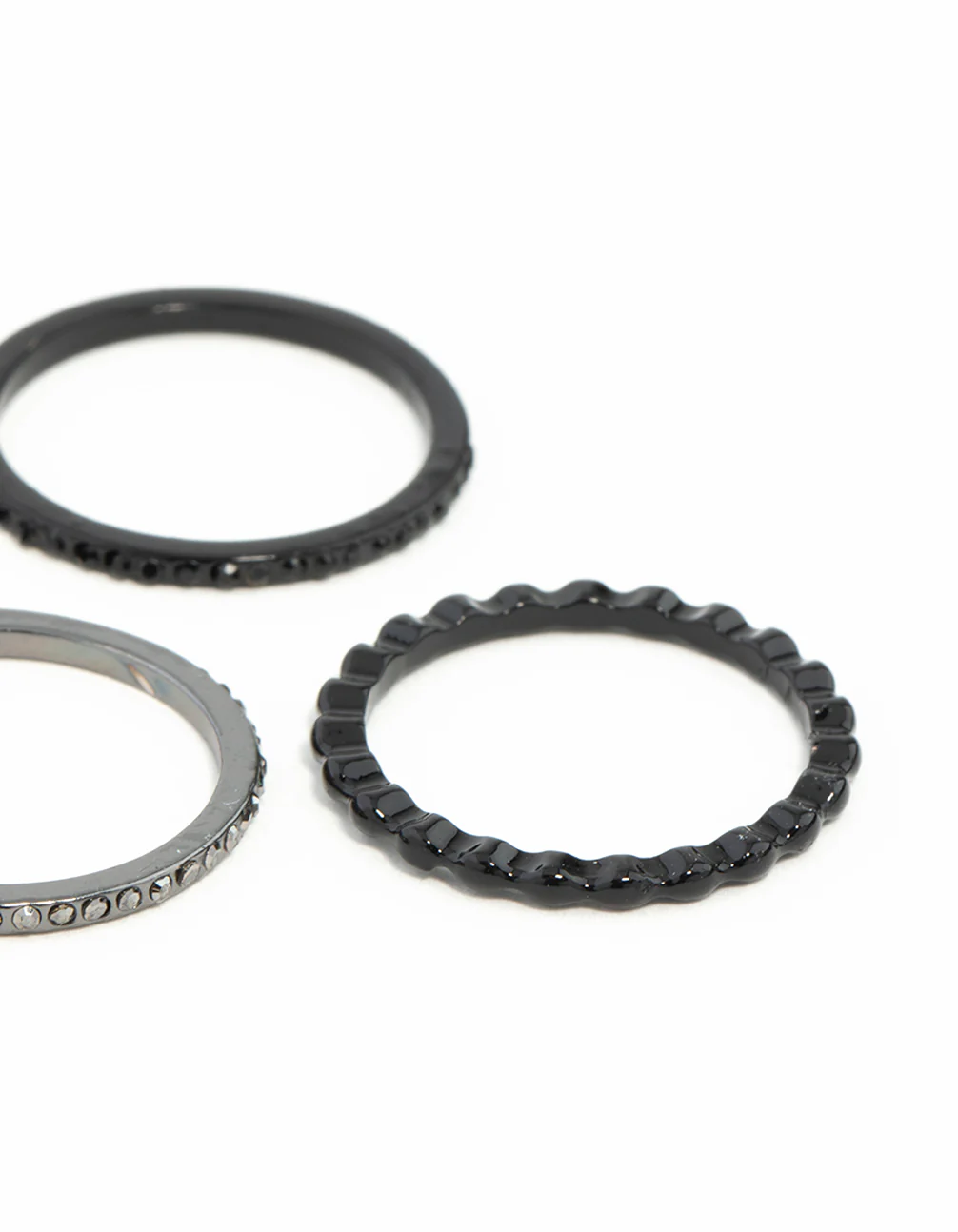 Black Fine Diamante Ring Stack - Image 6