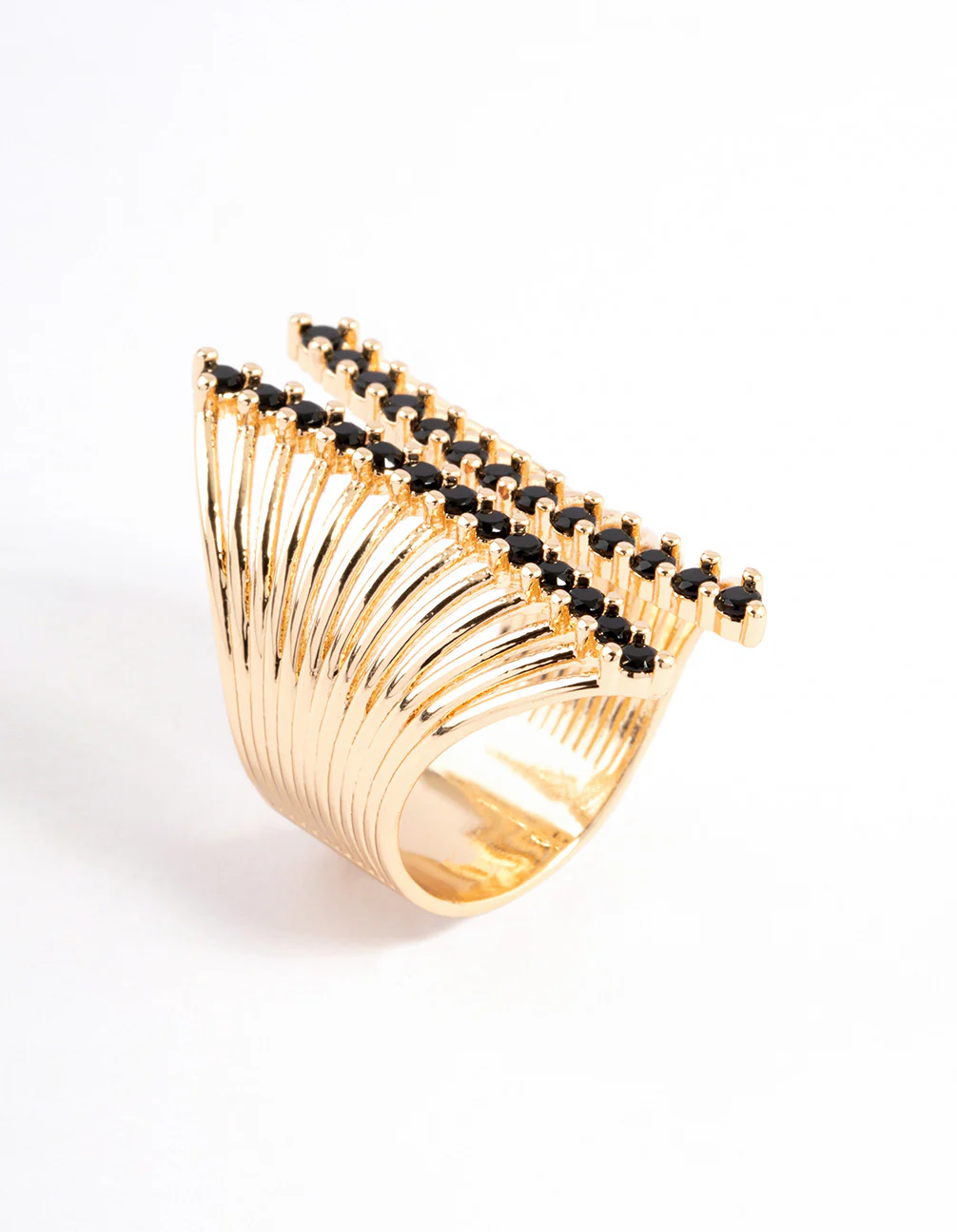 Black Ribbed Cage Ring - Image 2