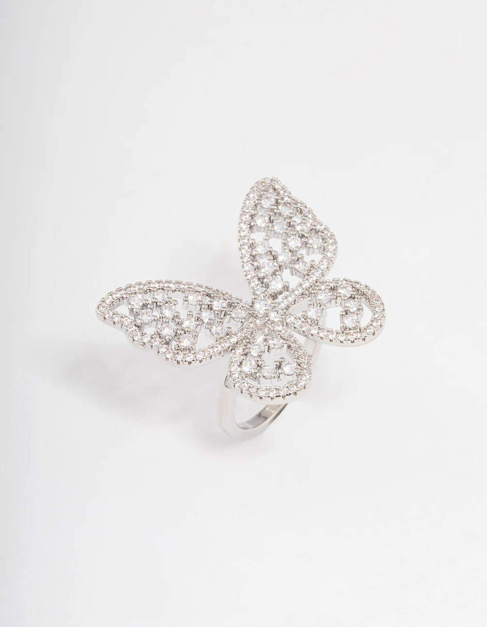 Silver Statement Butterfly Cocktail Ring - Image 2