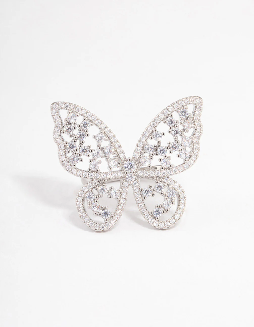 Silver Statement Butterfly Cocktail Ring - Image 3