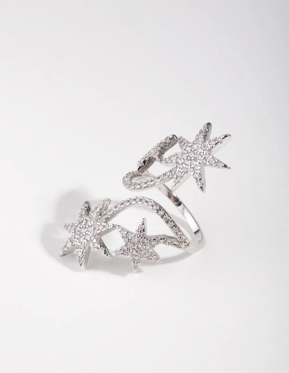 Silver Cubic Zirconia Spiral Stars Ring - Image 2