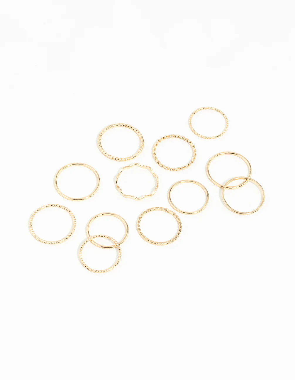 Gold Textured Mixed Size Ring Pack