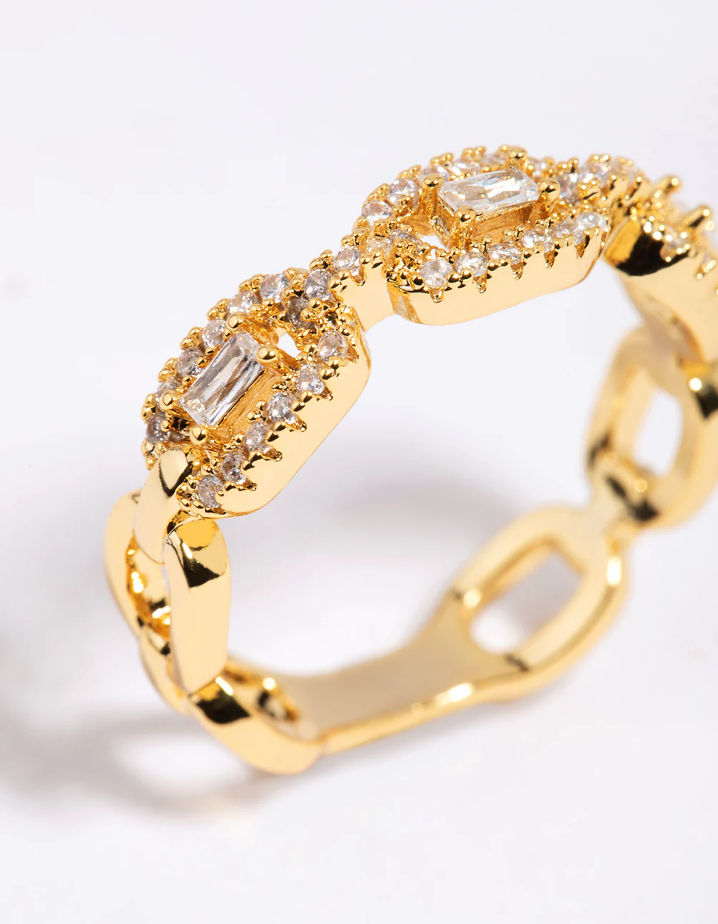 Gold Plated Cubic Zirconia Chain Ring - Image 3
