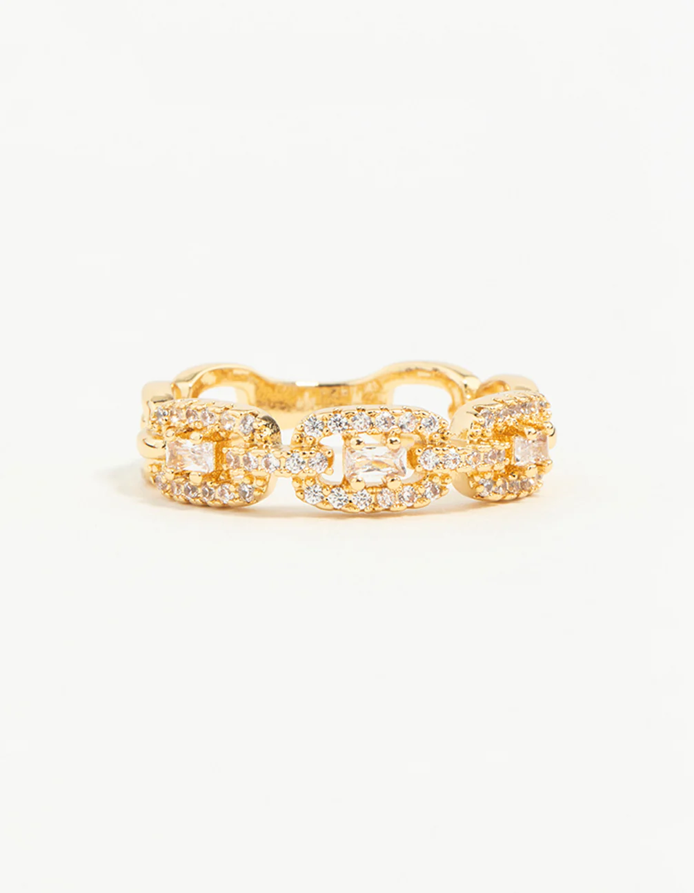 Gold Plated Cubic Zirconia Chain Ring - Image 4