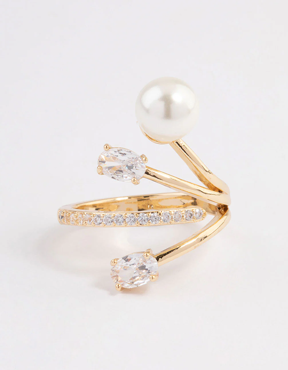 Gold Plated Flare Pearl Ring - Image 3