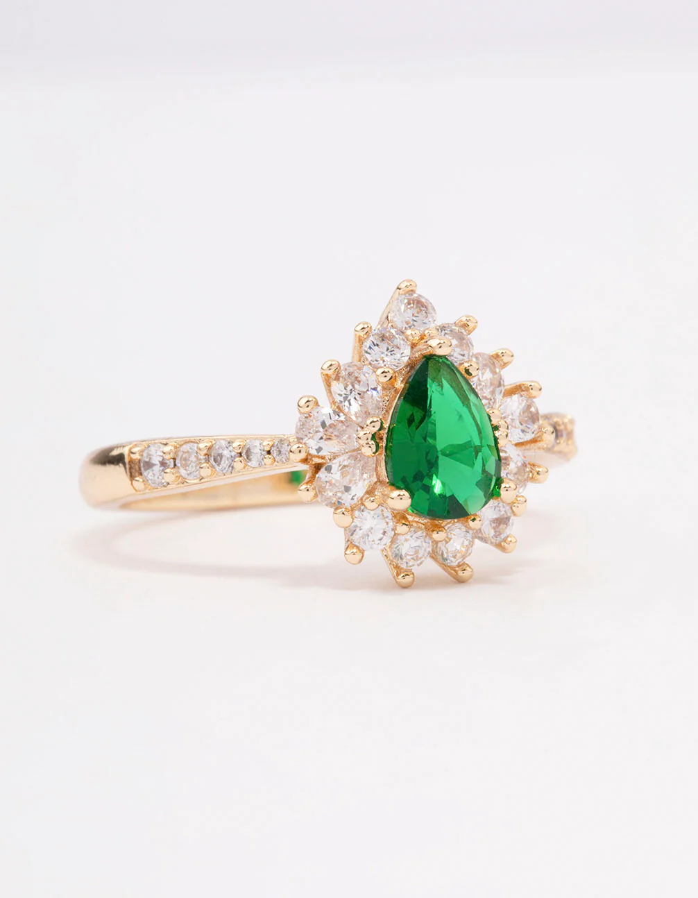 Gold Plated Cubic Zirconia Regal Pear Ring