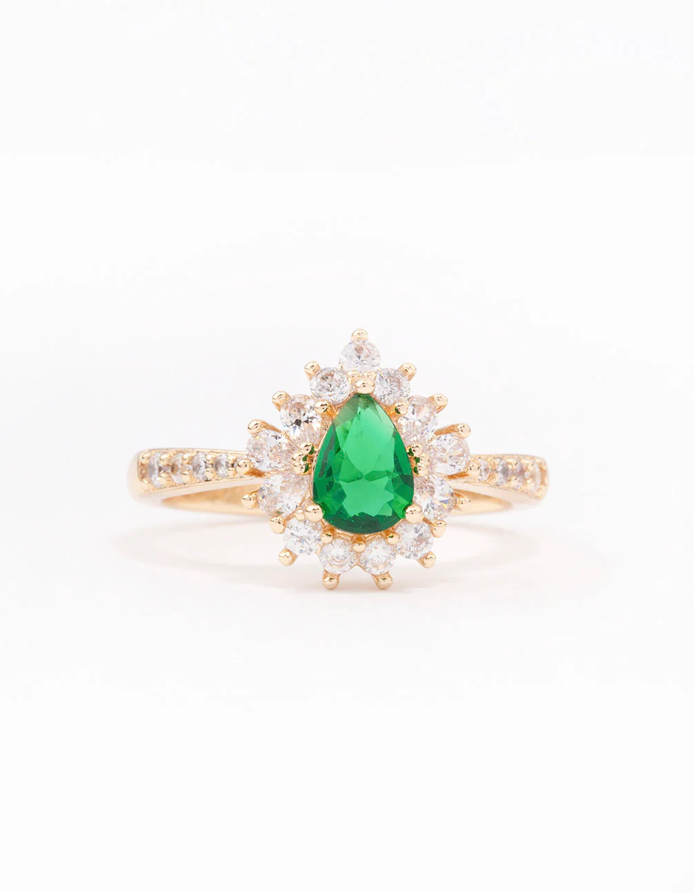 Gold Plated Cubic Zirconia Regal Pear Ring - Image 3