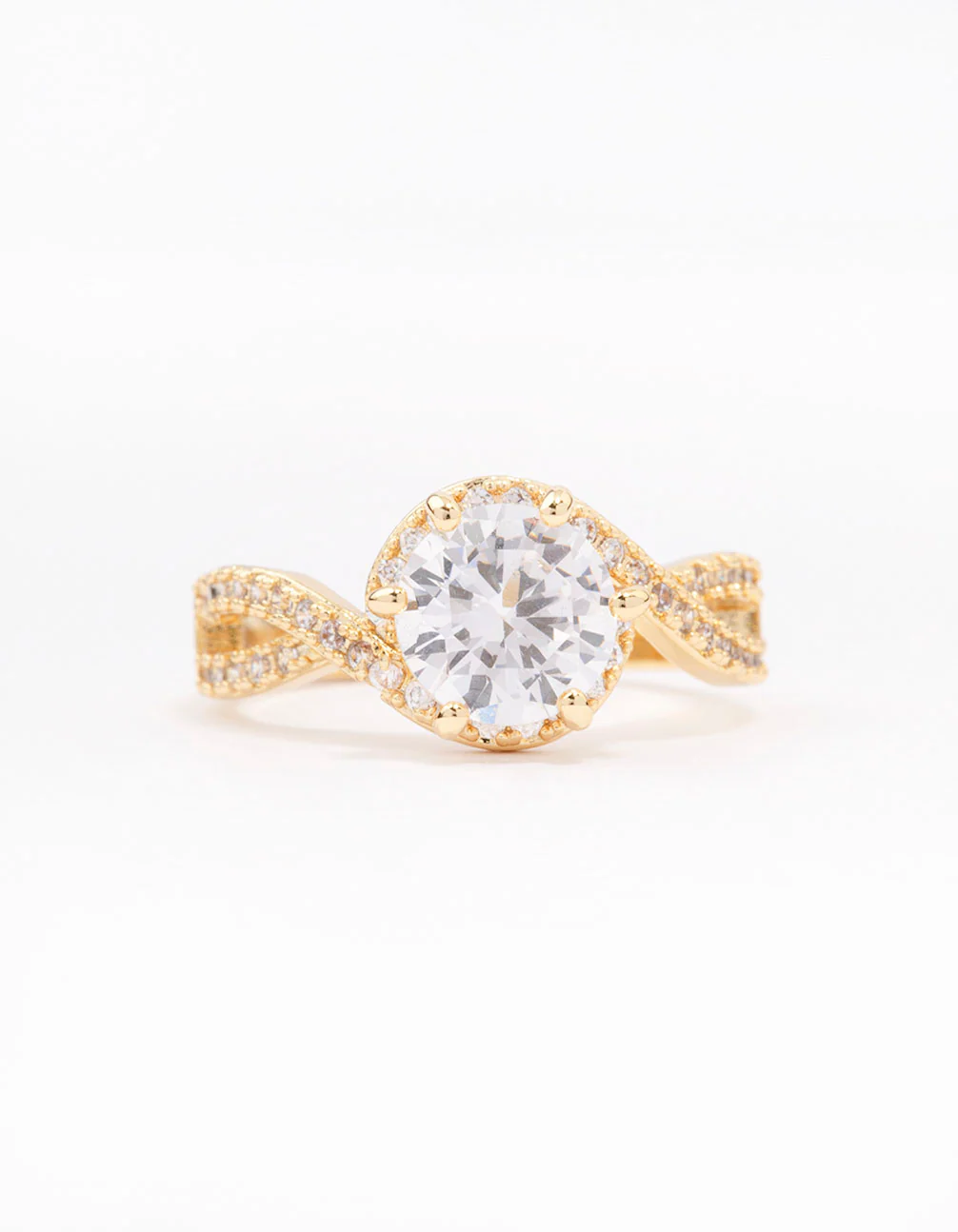 Gold Plated Round Cubic Zirconia Infinity Halo Ring - Image 2