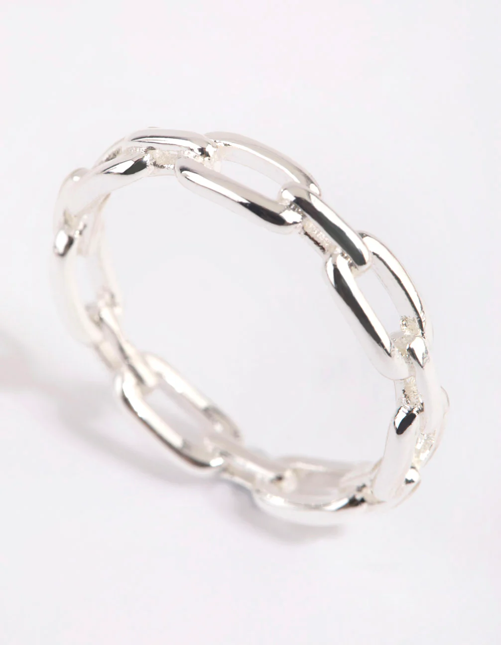 Silver Skinny Rectangle Link Ring - Image 2