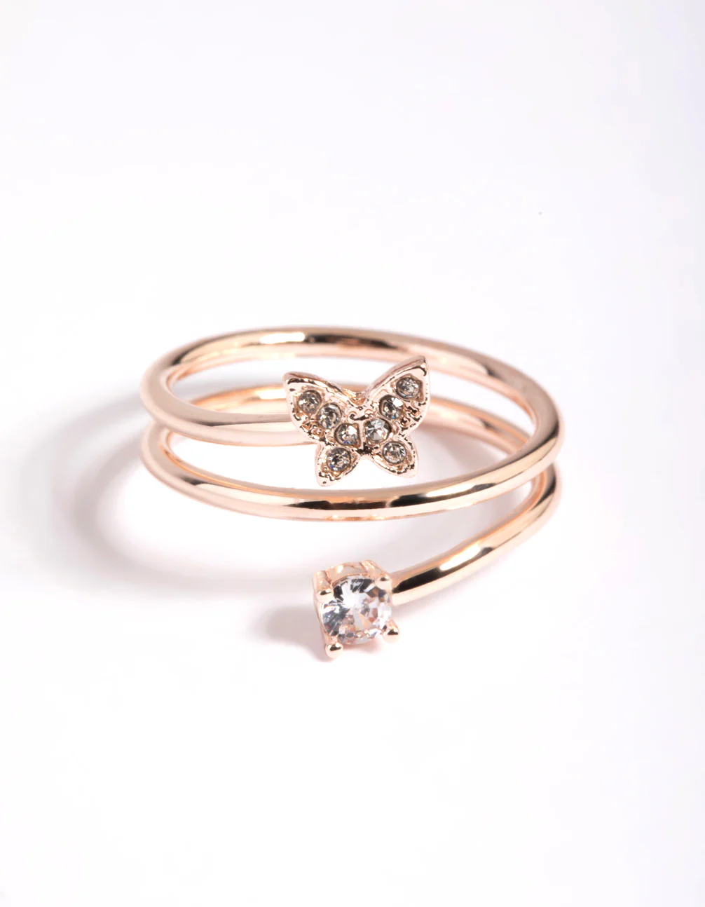 Rose Gold Mini Butterfly Wrapped Ring - Image 3