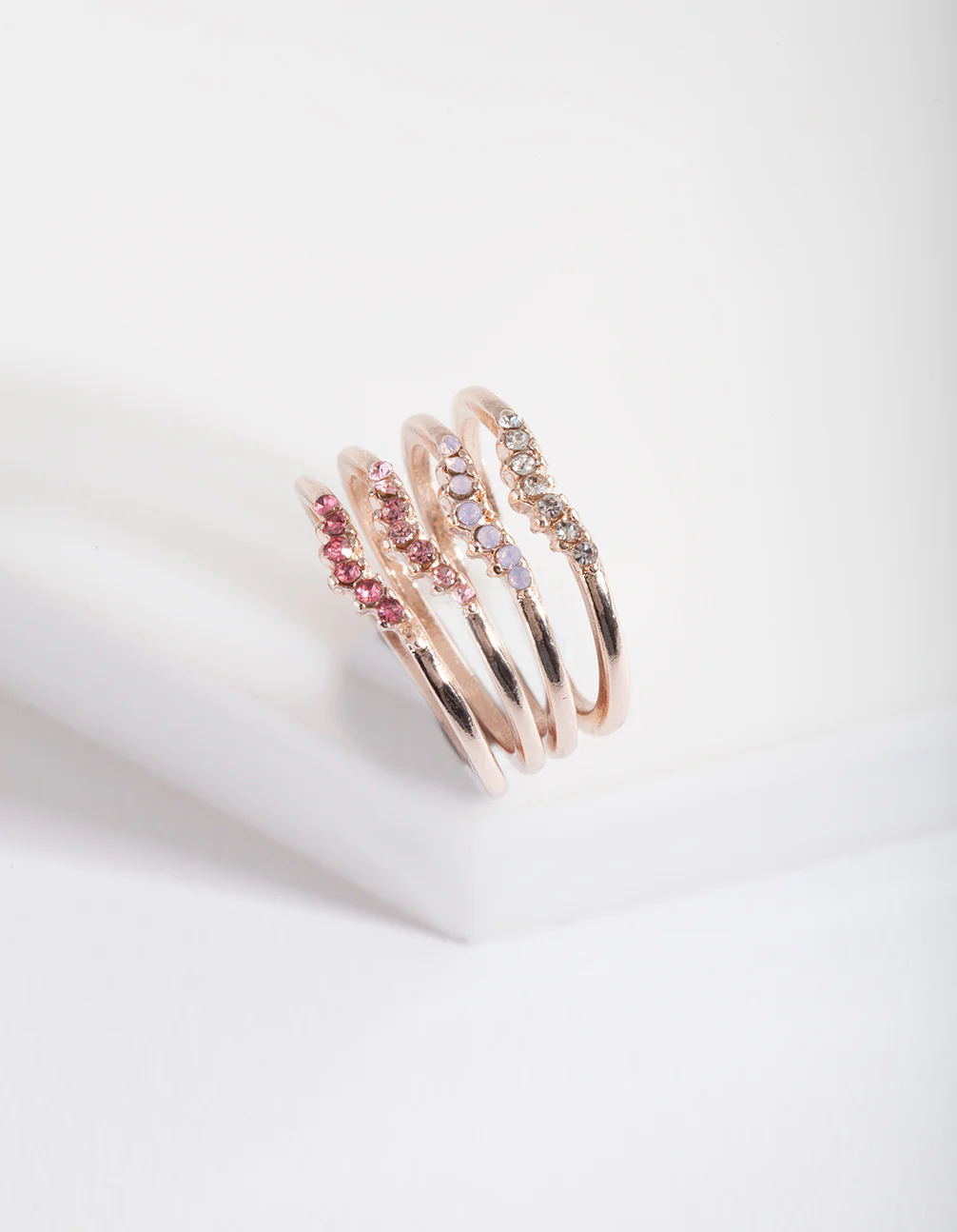 Rose Gold Ombre Diamante Ring Stack - Image 2