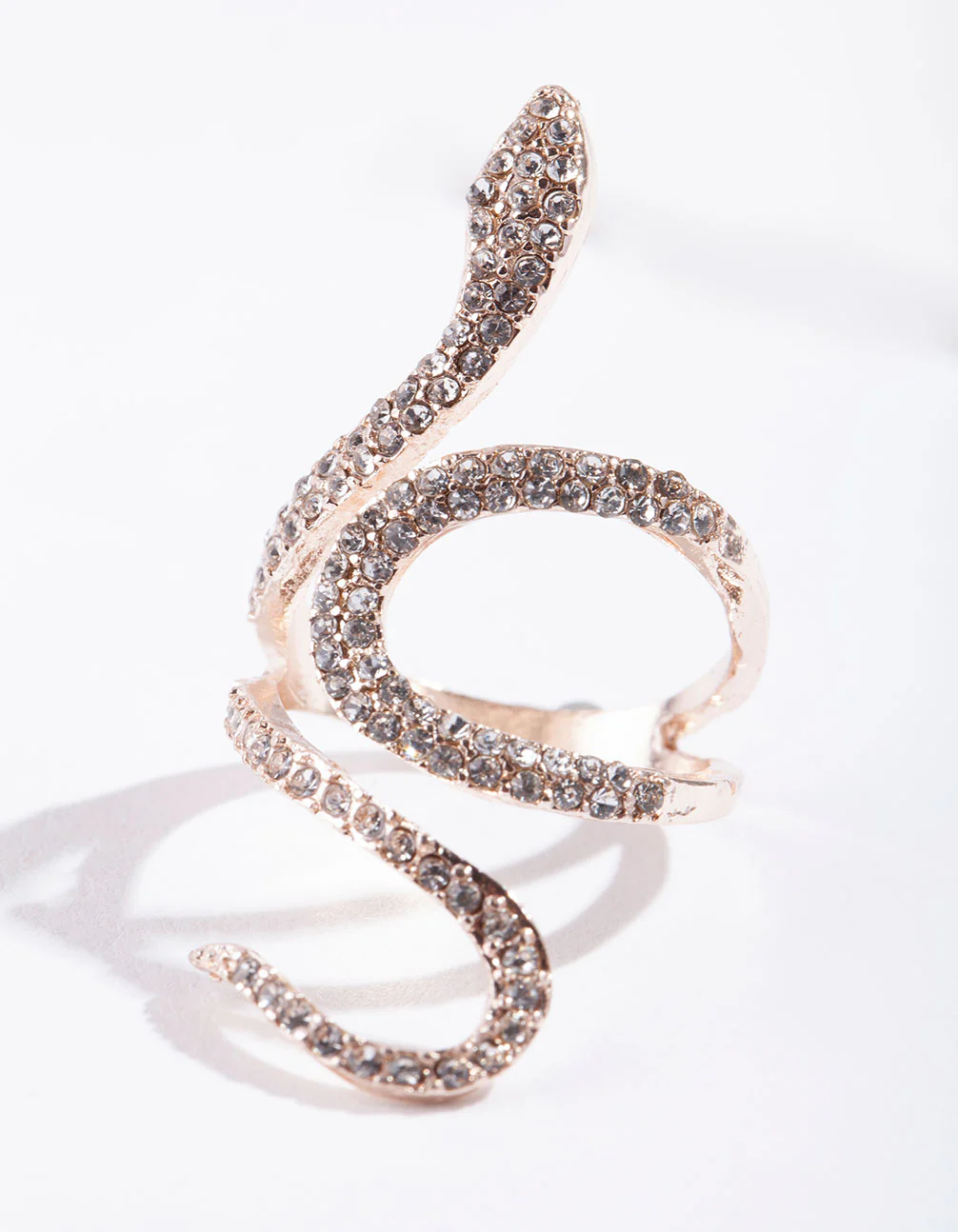 Rose Gold Diamante Snake Swirl Ring - Image 6