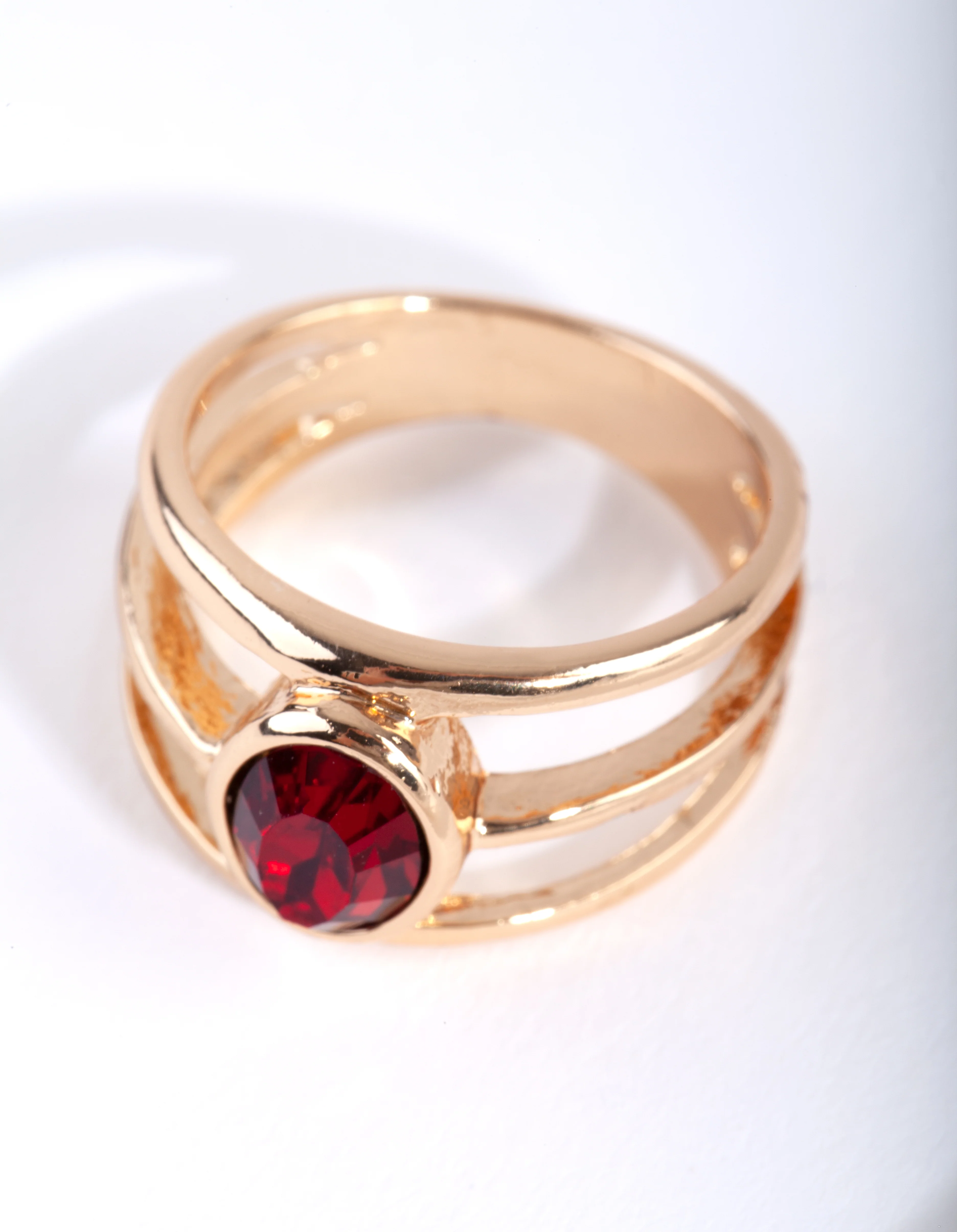 Gold Triple Band Diamante Ring - Image 3
