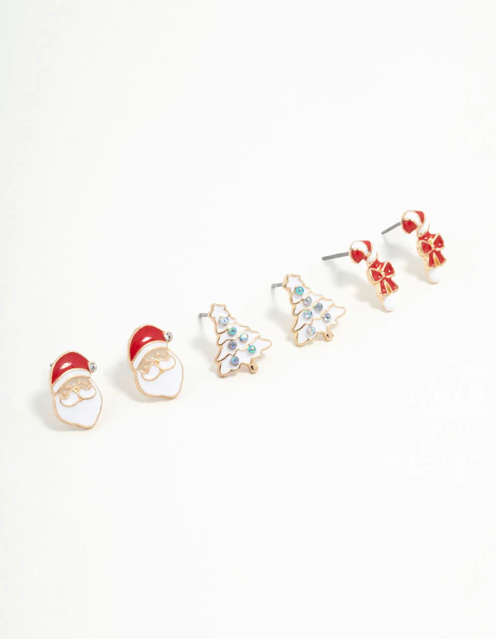 Santa, Tree & Candy Cane Earrings 3-Pack
