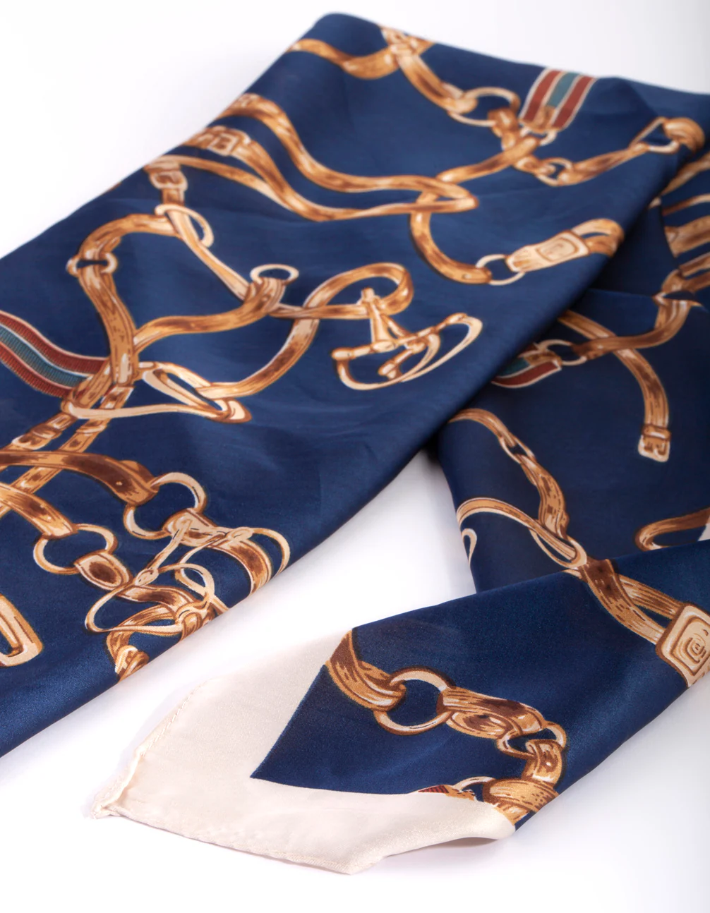 Navy Horseshoe Print Bandana Hair Scarf - Image 3