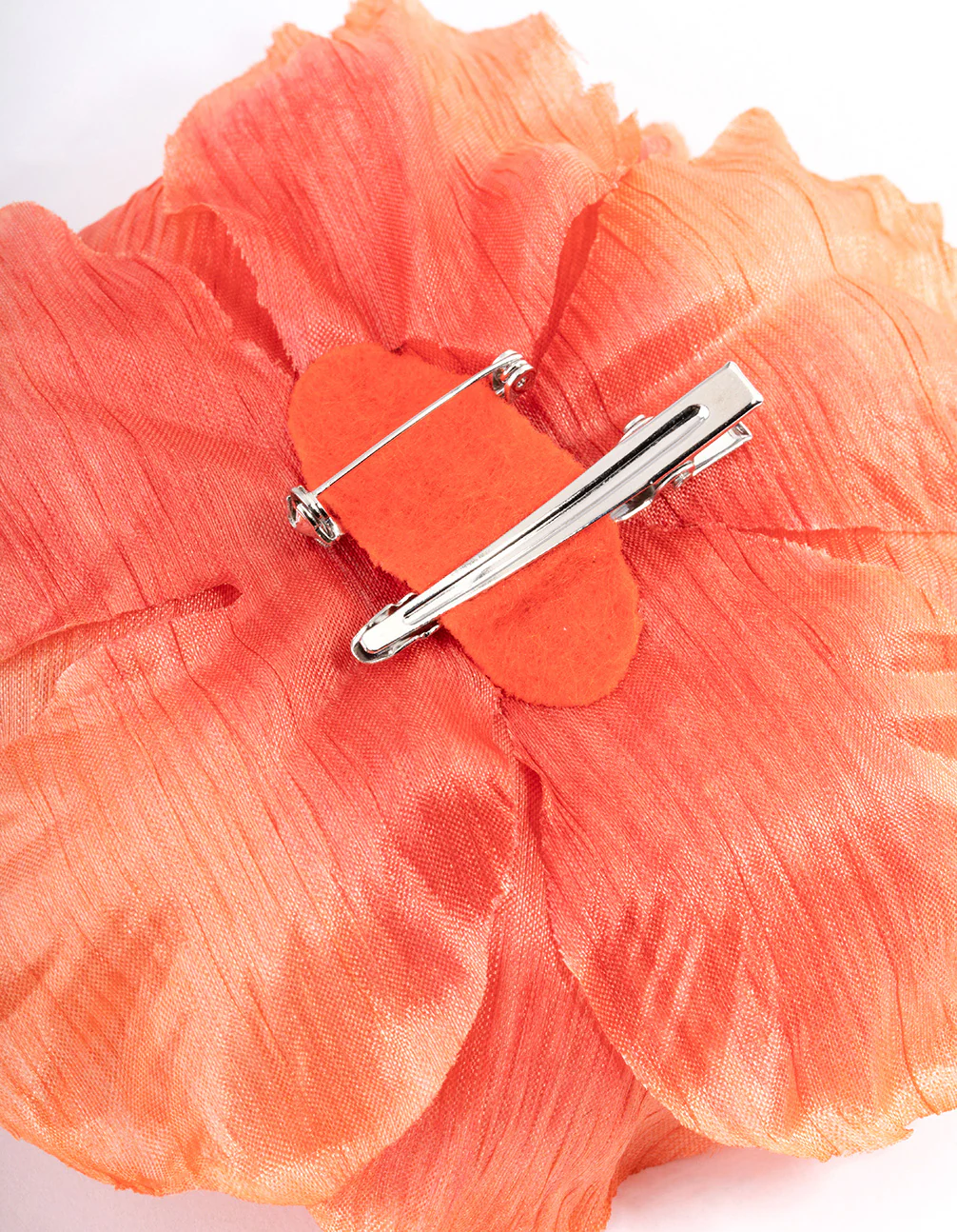 Coral Fabric Large Poppy Flower Corsage - Image 3