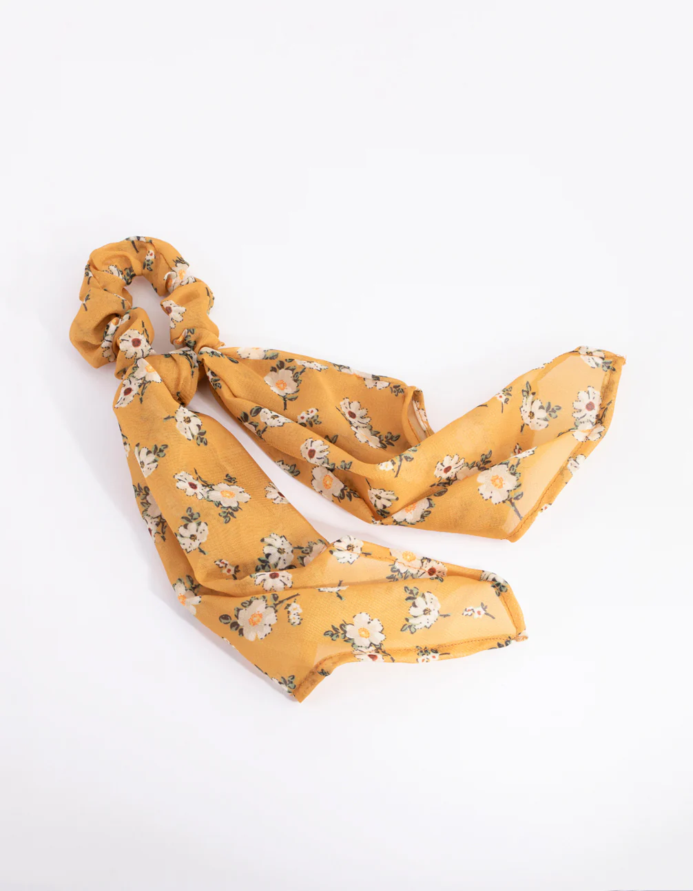 Mustard Print Scarf Scrunchie