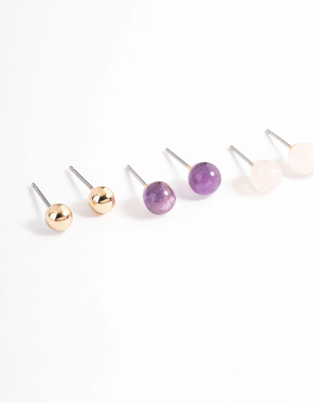 Mixed Metal Graduated Ball Stack Earring Pack - Image 2