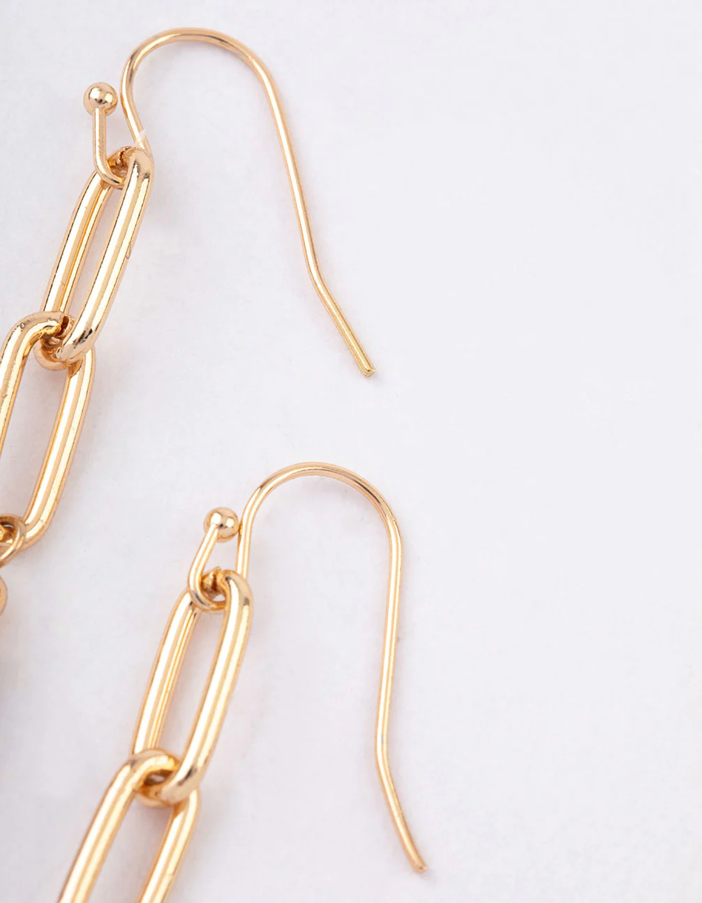 Gold Amethyst Chain Cylinder Stone Earrings - Image 3