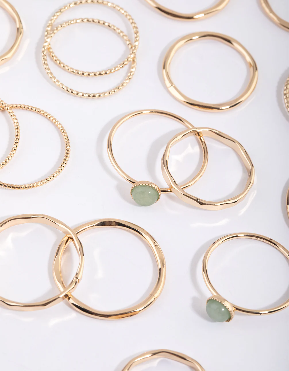 Gold Green Fluorite Ring Stack Pack - Image 2