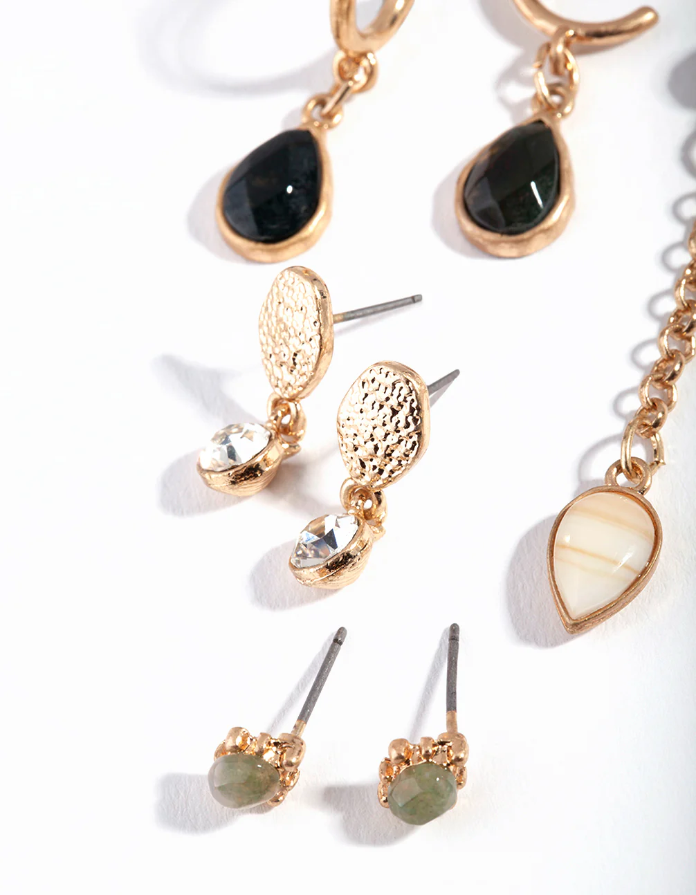 Gold Green Mix Bead Curated Earrings - Image 2