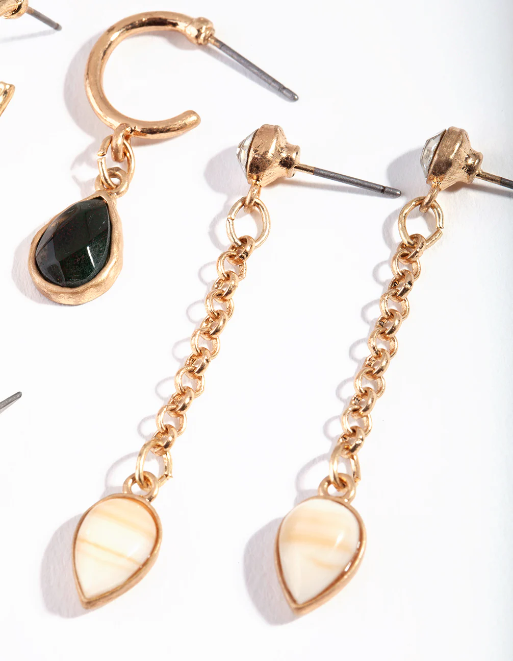 Gold Green Mix Bead Curated Earrings - Image 3