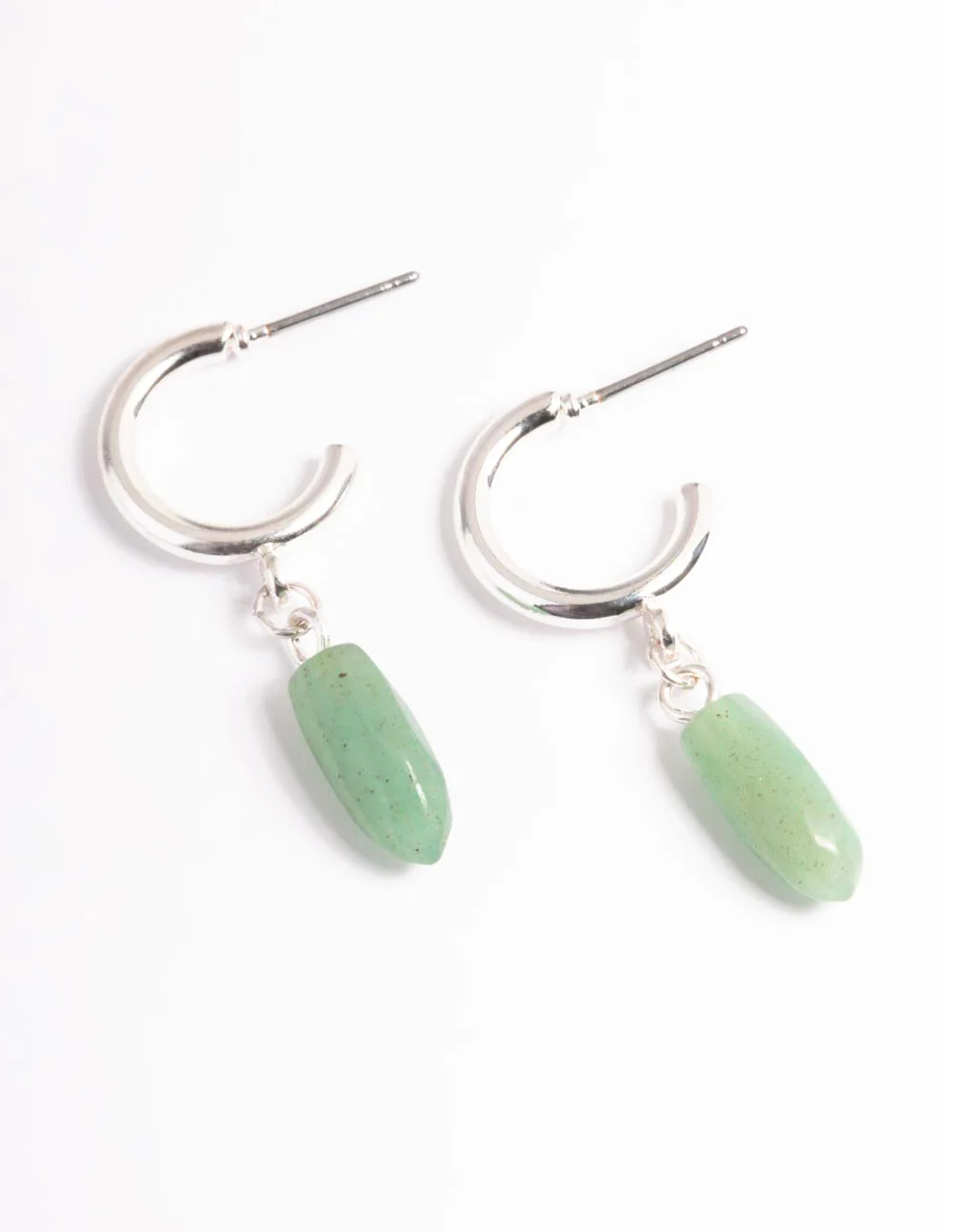 Silver Green Fluorite Mini Shard Hoop Earrings - Image 4