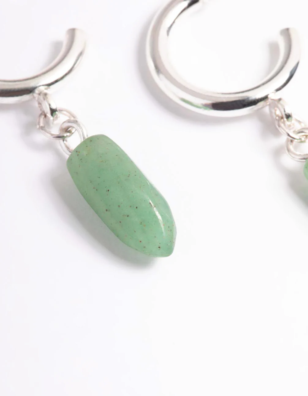 Silver Green Fluorite Mini Shard Hoop Earrings - Image 5