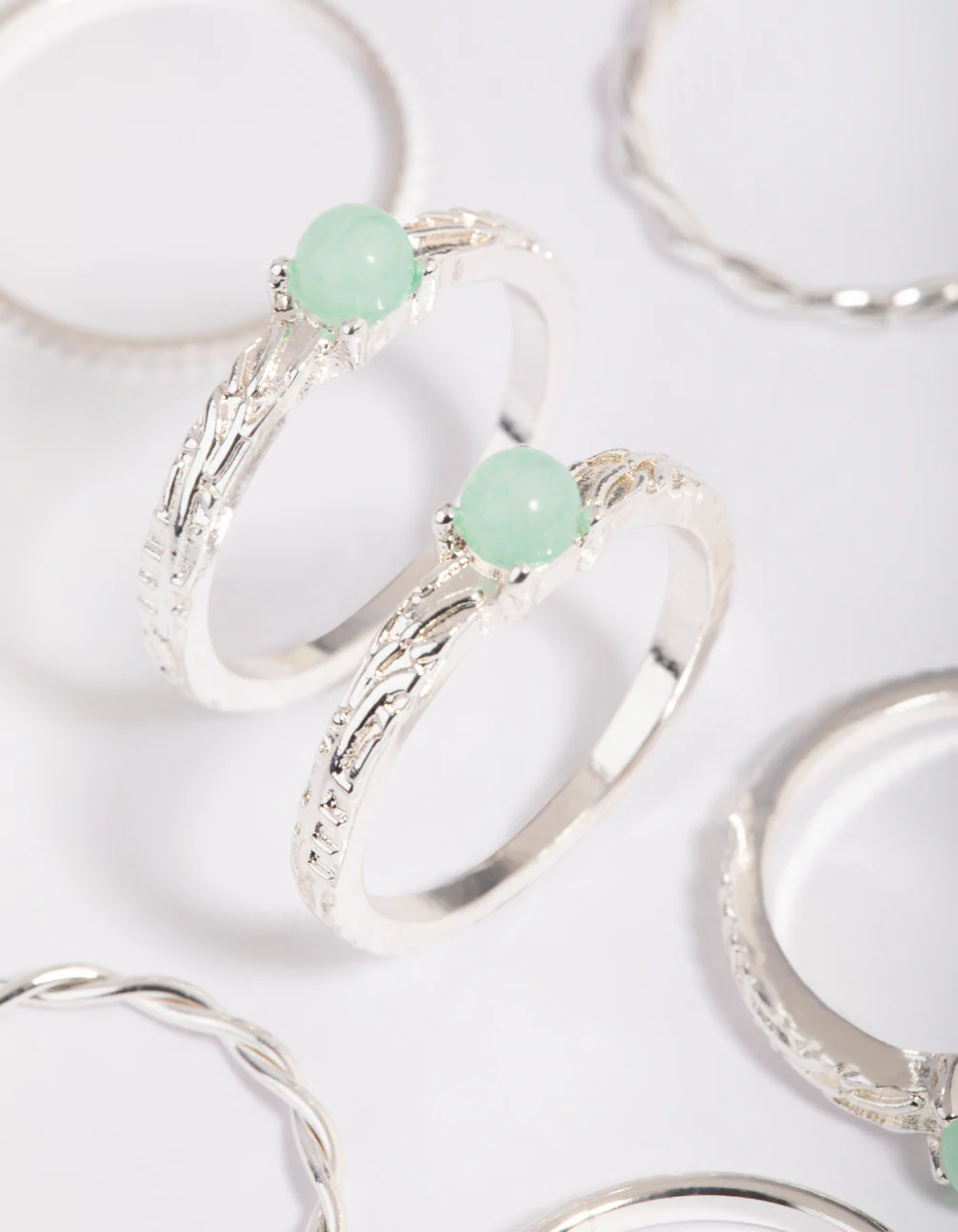 Green Fluorite Textured Ring Stack Pack - Image 3