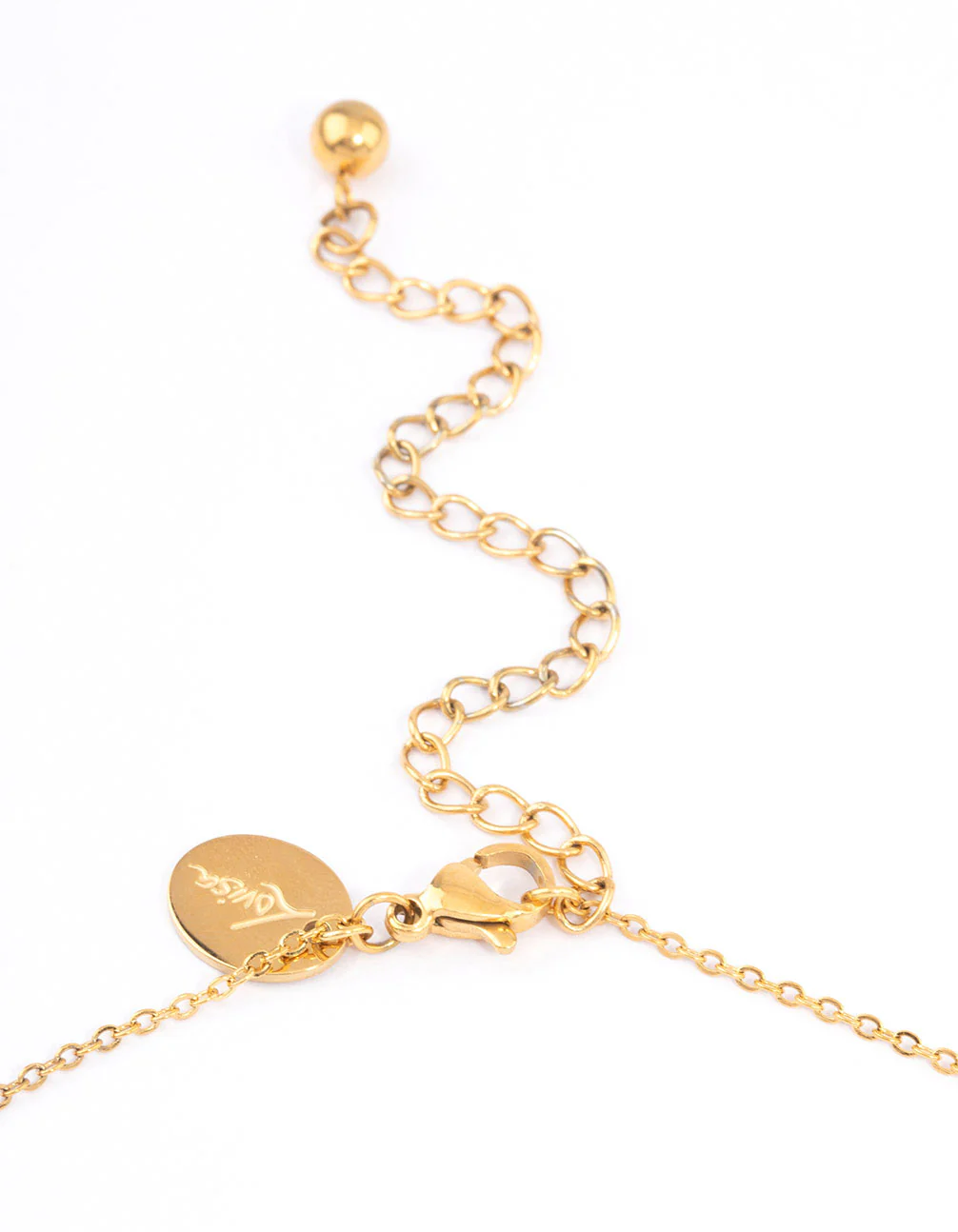Gold Plated Surgical Steel Black Baguette Stone Pendant Necklace - Image 3