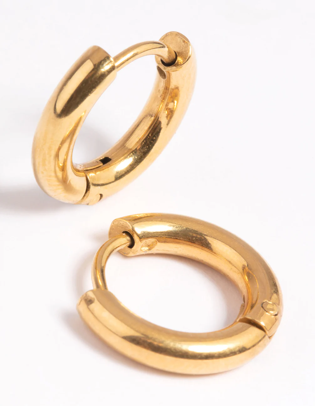 Gold Plated Surgical Steel Chunky Huggie Hoop Earrings - Image 4