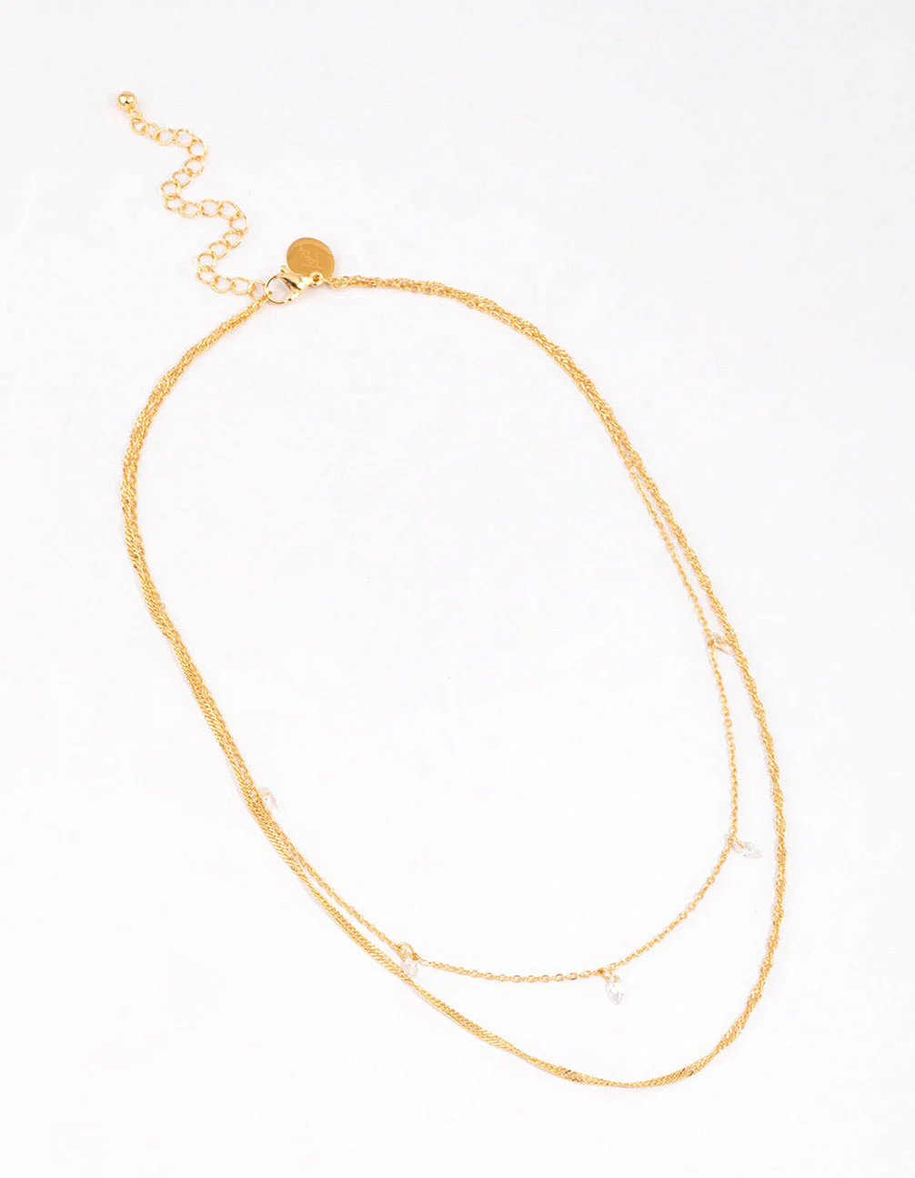 Gold Plated Surgical Steel Crystal Layered Necklace - Image 2