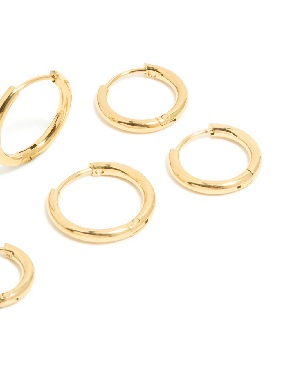 Gold Plated Surgical Steel Thin Classic Hoop Earrings Pack - Image 5