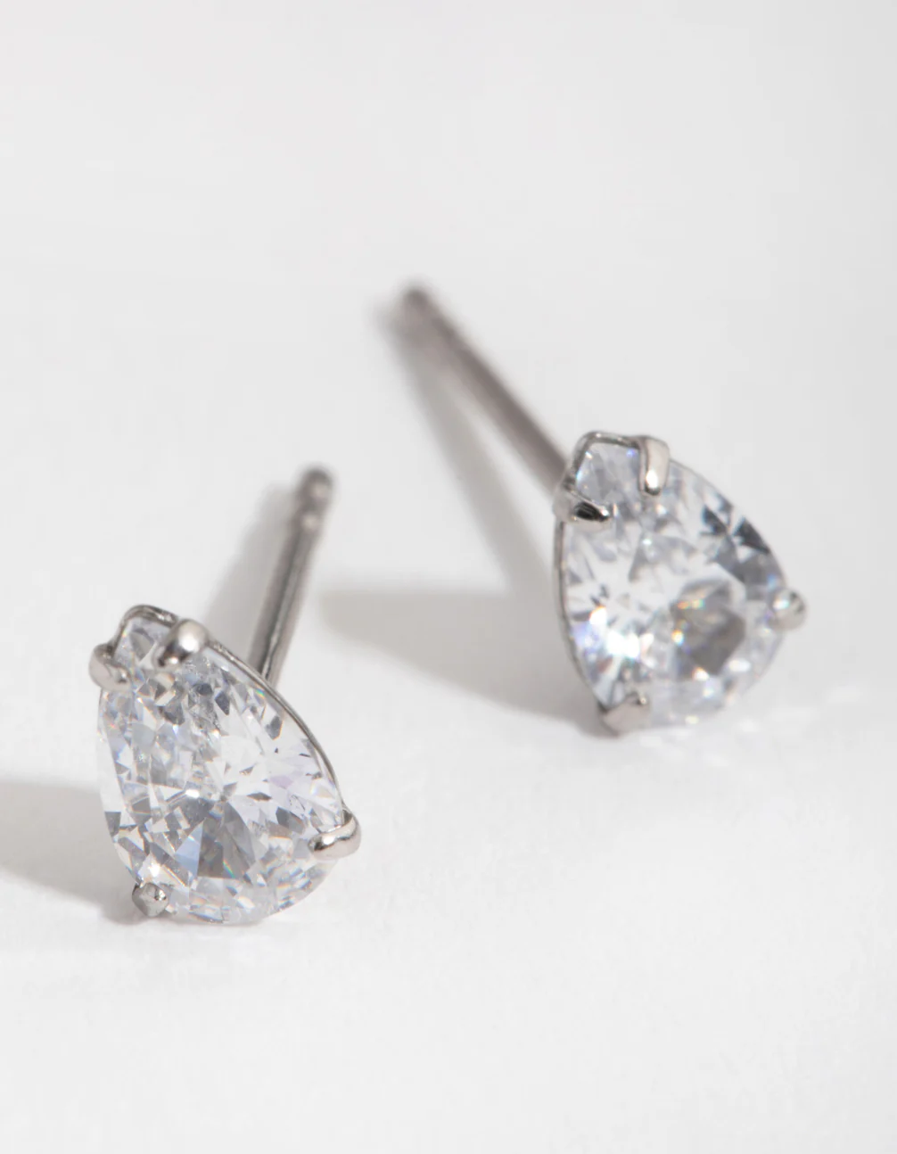 Surgical Steel Cubic Zirconia Pear Stud Earrings - Image 2