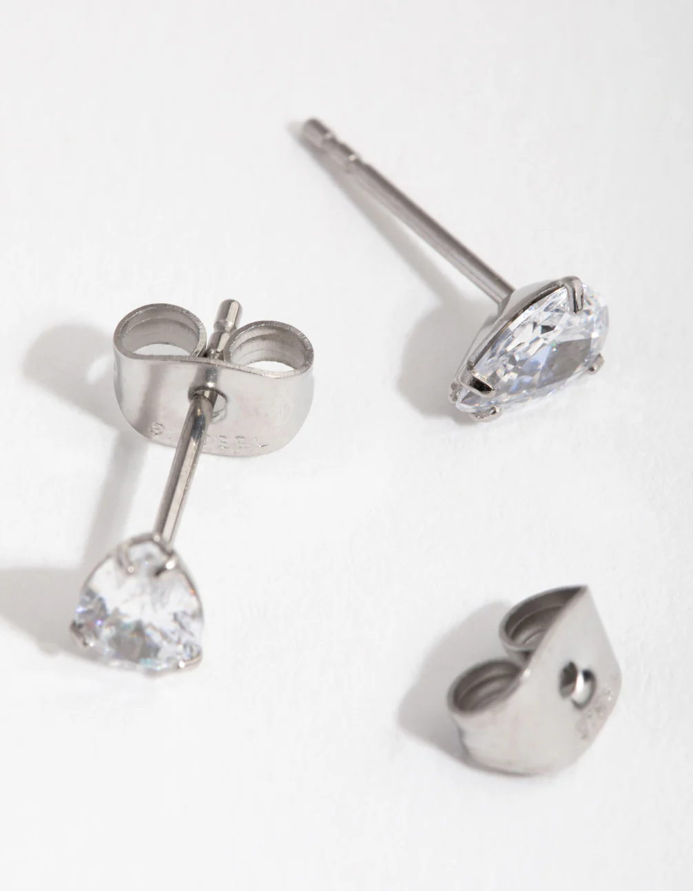 Surgical Steel Cubic Zirconia Pear Stud Earrings - Image 3