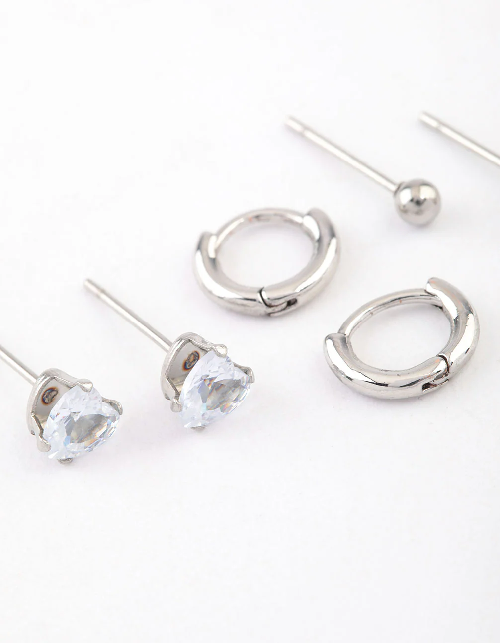 Surgical Steel Cubic Zirconia Princess Cut Earring Pack - Image 2