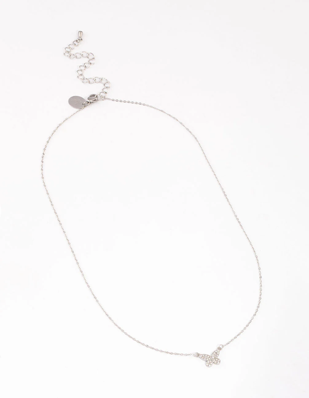 Surgical Steel Pave Butterfly Pendant Necklace - Image 2