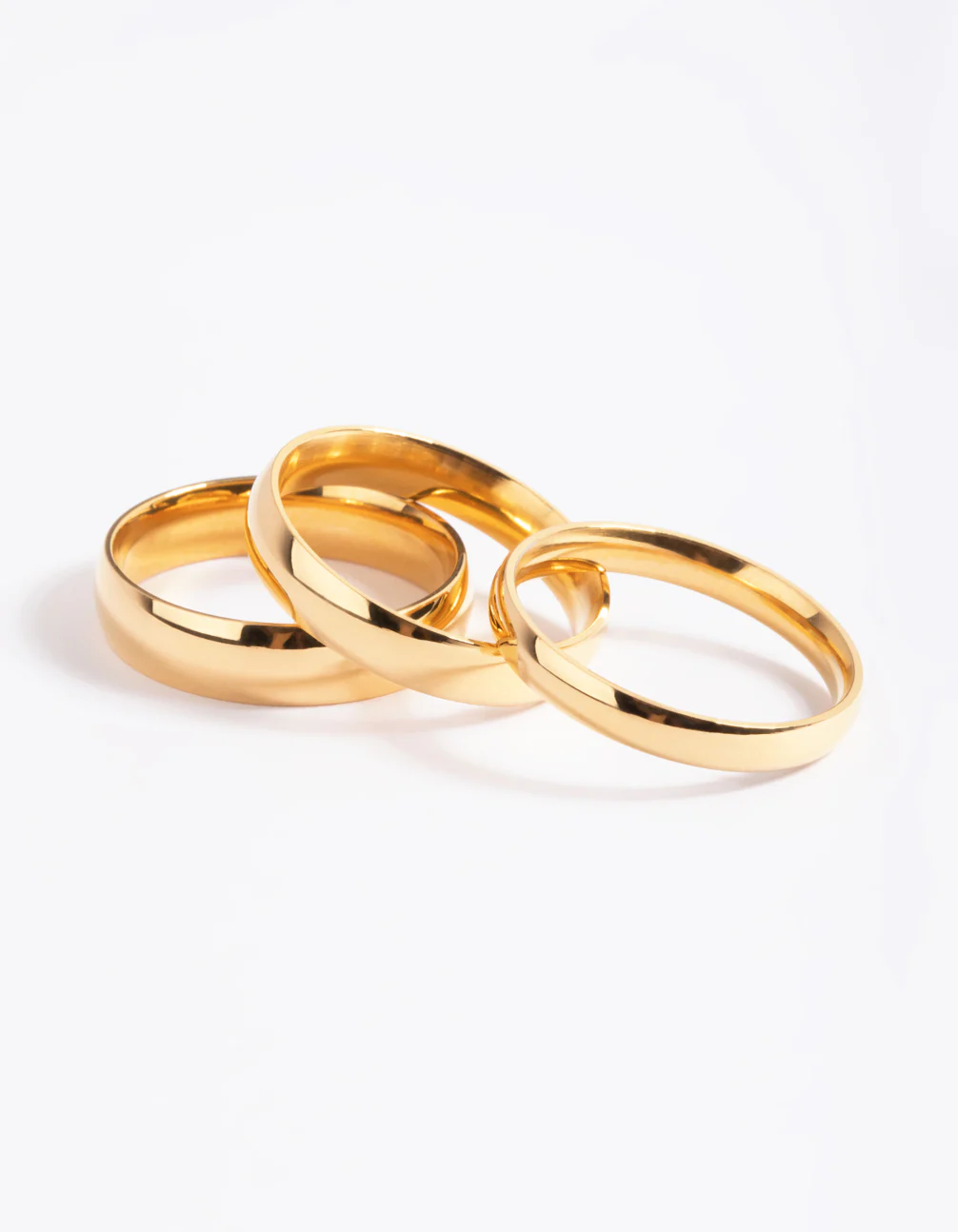 Waterproof Gold Plated Stainless Steel Plain Band Ring Pack - Image 3