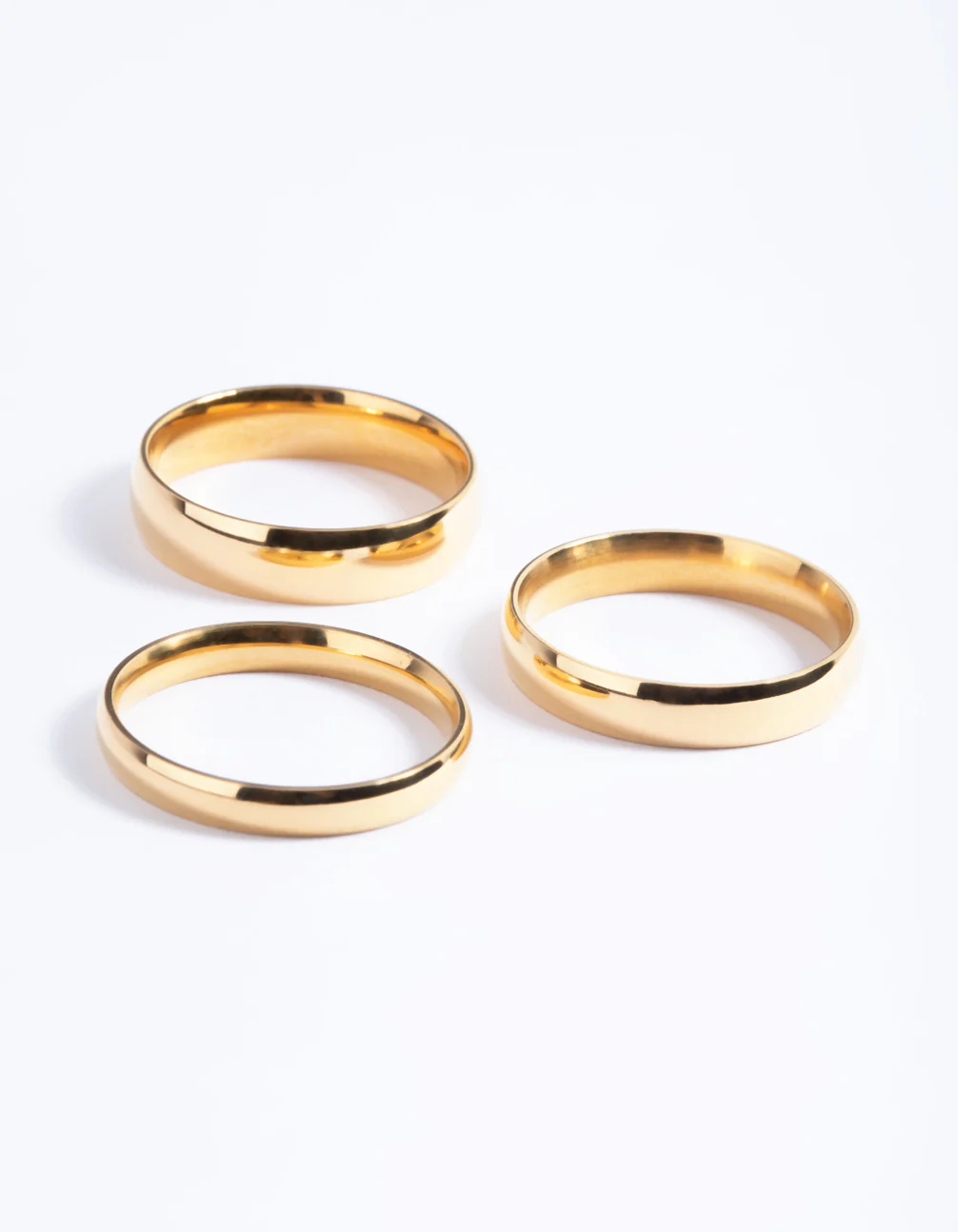 Waterproof Gold Plated Stainless Steel Plain Band Ring Pack - Image 5
