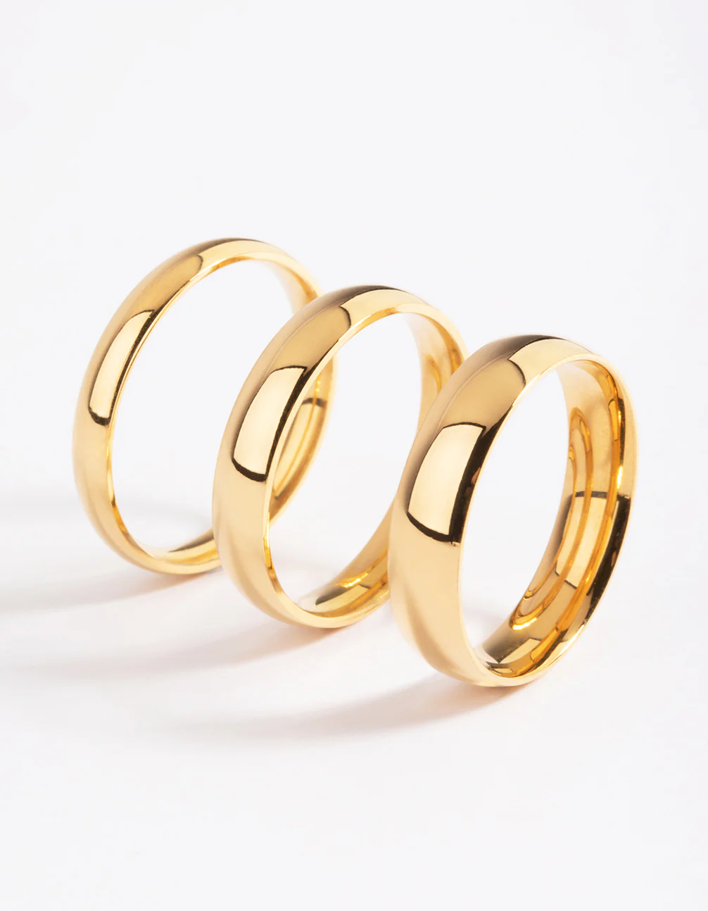 Waterproof Gold Plated Stainless Steel Plain Band Ring Pack - Image 6