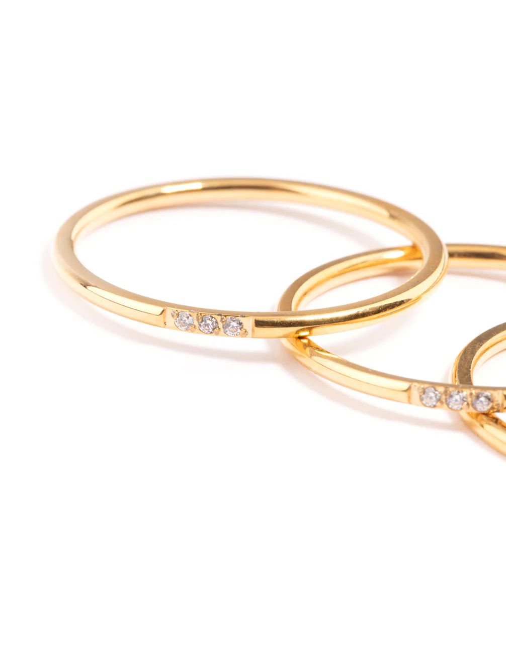 WaterproofGold Plated Stainless Steel Thin Cubic Zirconia Ring - Image 4